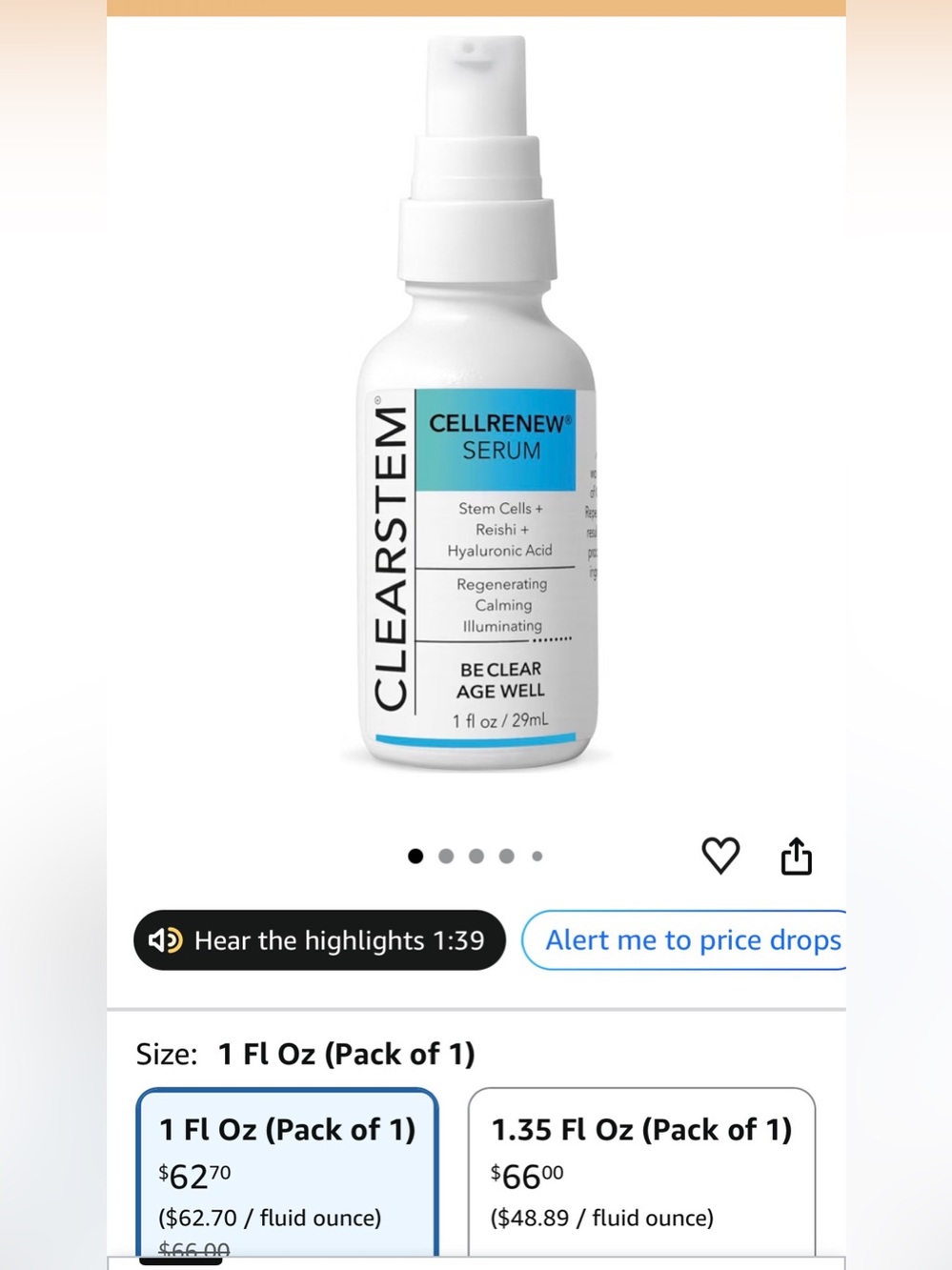 Clearstem Cellrenew Serum – White & Blue Regenerating Face Serum
